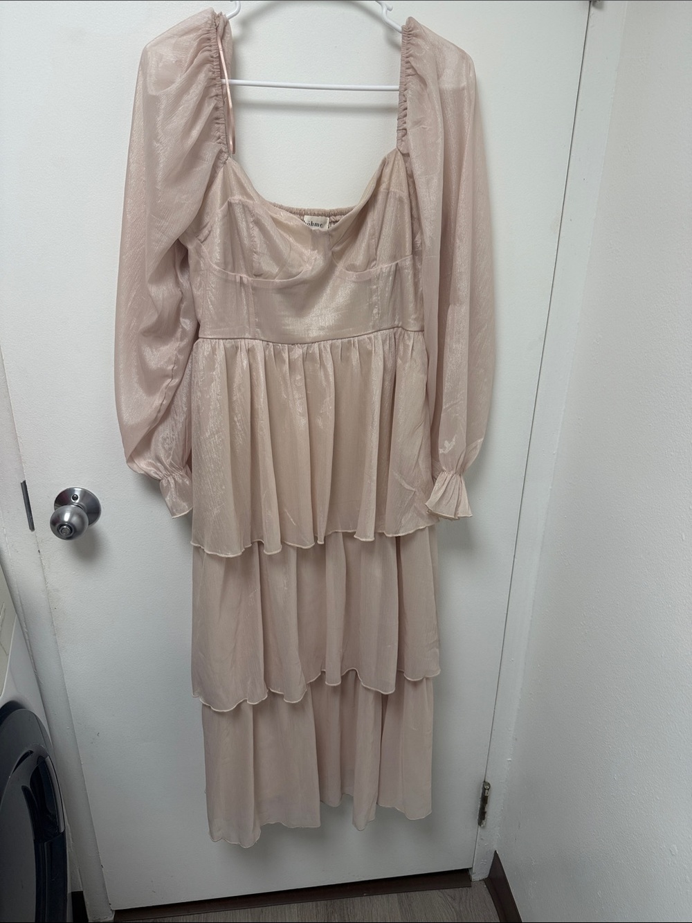 bohme Blush Pink Tiered Maxi Dress